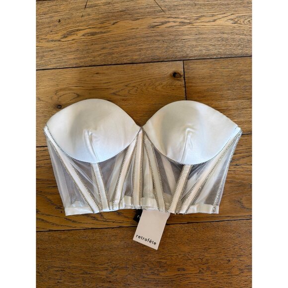 retrofete Lex Bustier Embellished Top White Womens Size Medium - Picture 5 of 9